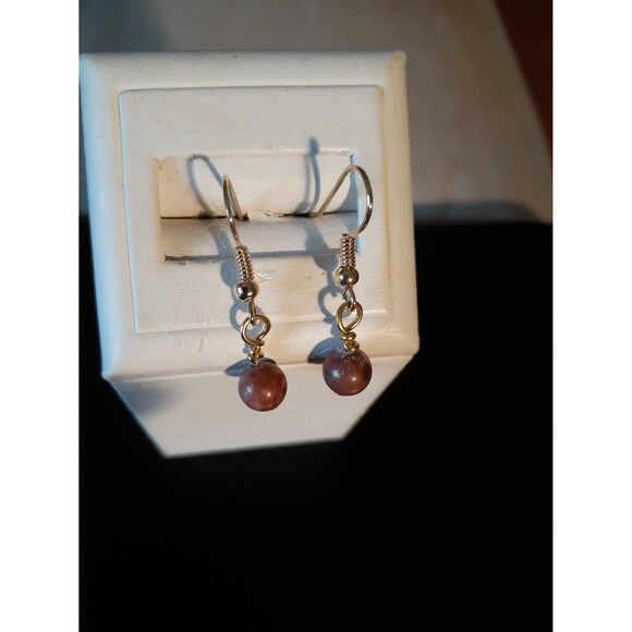 gemstone earrings 5 pair natural semi-precious dangles green brown tan beige new - Picture 6 of 7